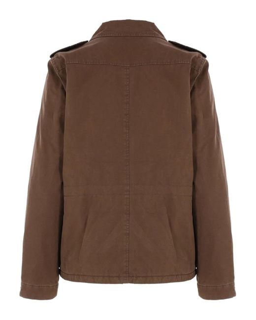 Aspesi Brown Pocketed Collared Military Jacket