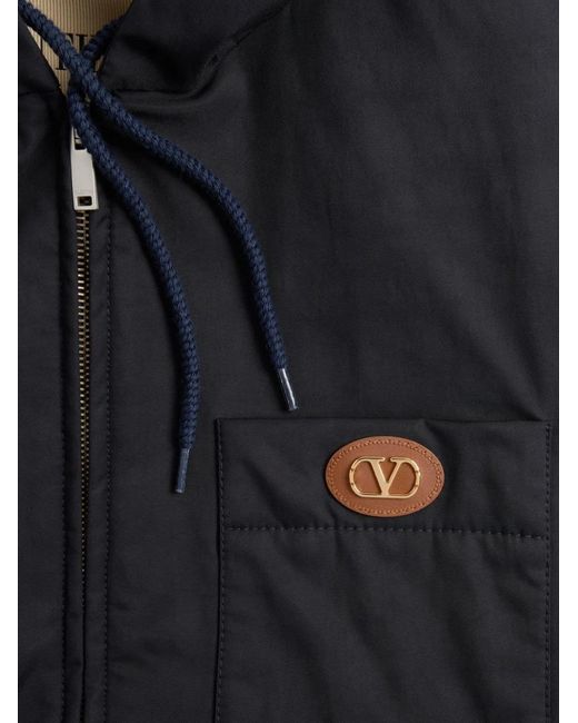 Valentino Garavani Blue Vlogo-Patch Hooded Jacket for men