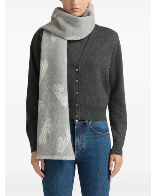 Bally Gray Logo-Motif Scarf