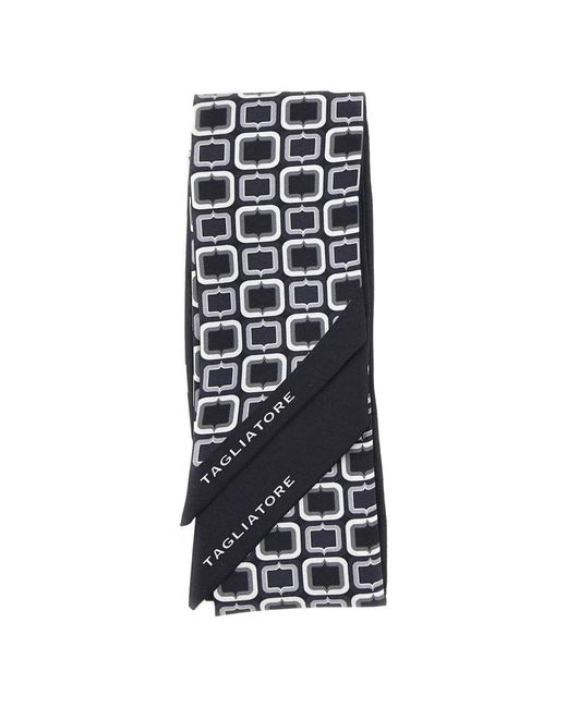 Tagliatore White Geometric Print Scarf for men