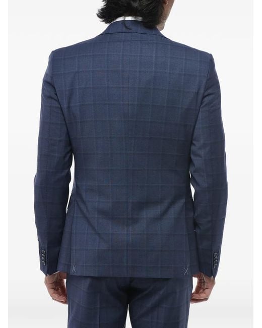 Corneliani Blue Single-Breasted Check-Pattern Suit for men