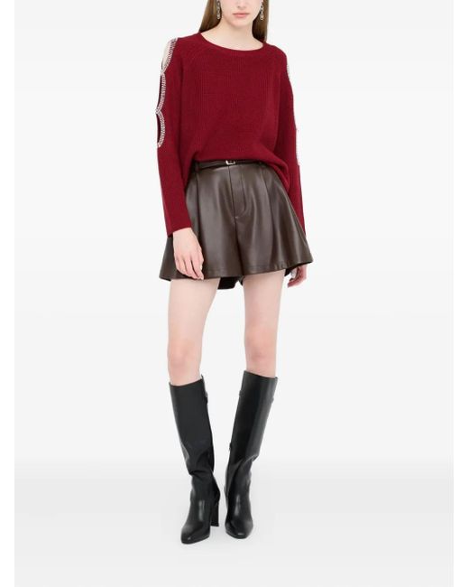 Liu Jo Red Cut-Out Embellished Sweater