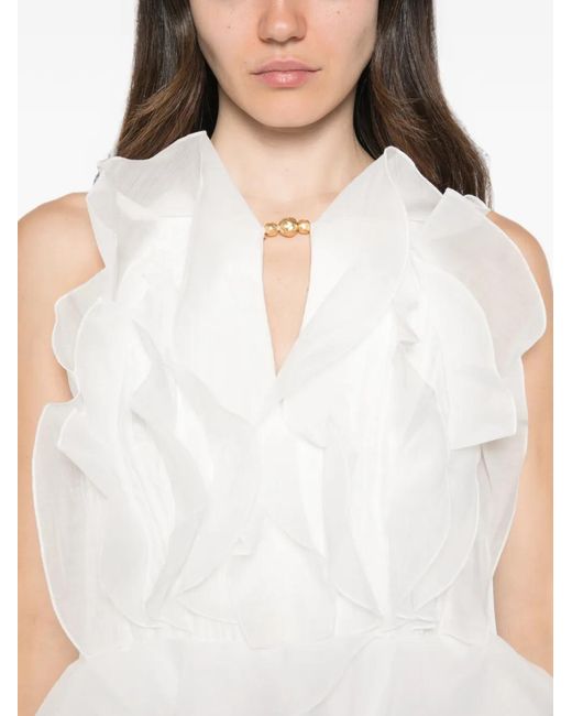 Aje. White Cleo Ruffled Gown Maxi Dress