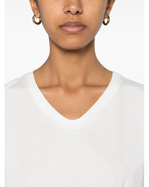 Max Mara White Embroidered-logo Cotton T-shirt