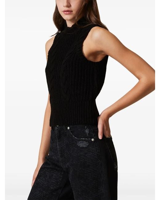 Twinset Black Cable Knit Top