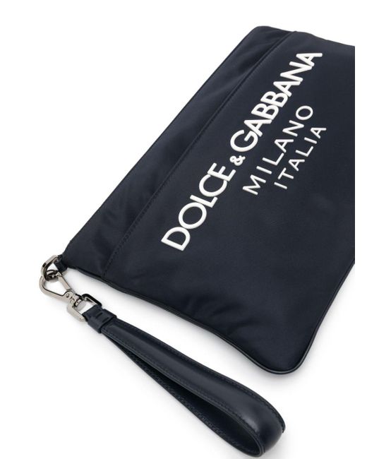 Dolce & Gabbana Black Logo-appliqué Clutch Bag for men