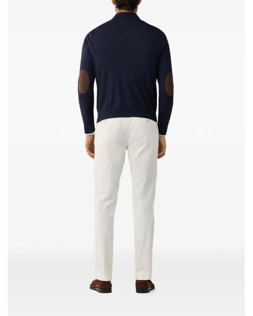 Hackett Blue Half-Zip Elbow-Patch Sweater for men