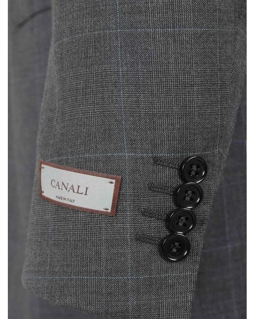 Canali Gray Check Button Suit for men