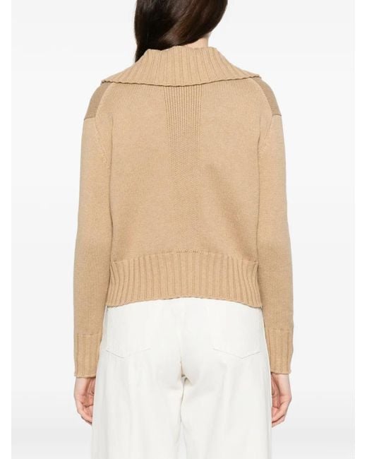 Psophia Natural Buttoned Collared Cardigan