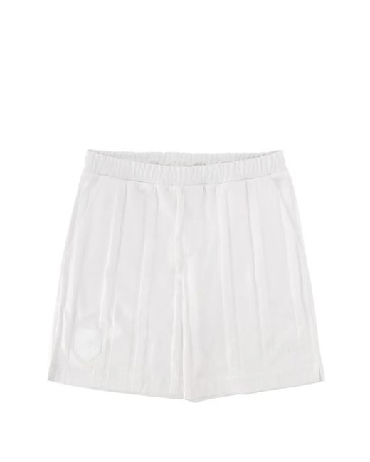 BOSS GREEN HUGO BOSS White Logo-Patch Pleated Shorts for men