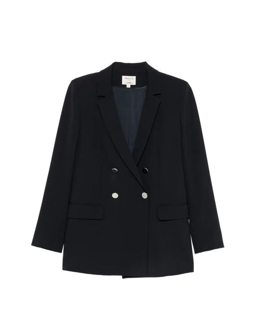 MAISON 123 Blue Florine Double-Breasted Notched-Lapels Blazer