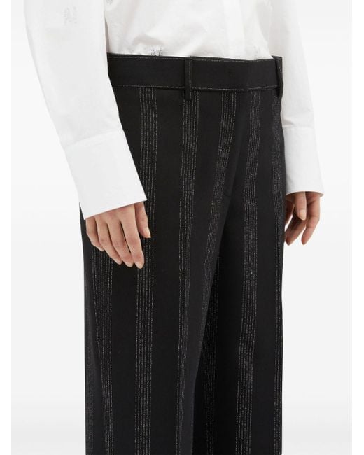 MSGM Black Striped Wide-Leg Trousers