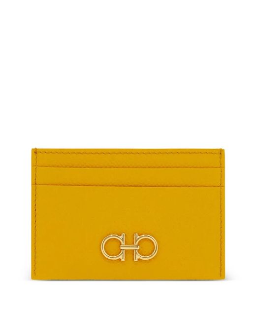 Ferragamo Yellow Gancini Credit Card Holder