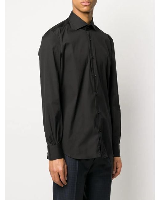 Mazzarelli Black Fitted Buttoned Shirt for men