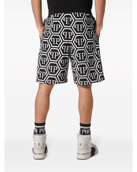 Pantalones cortos de chándal con monograma Philipp Plein de hombre de color Black