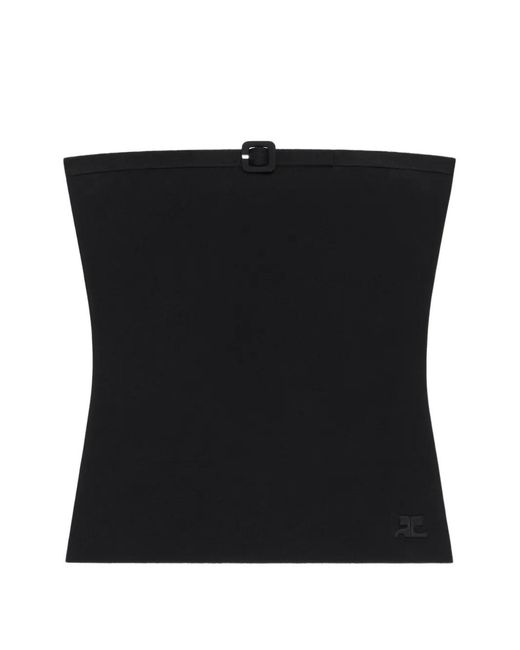 Courreges Black Buckle Knit Bustier Top