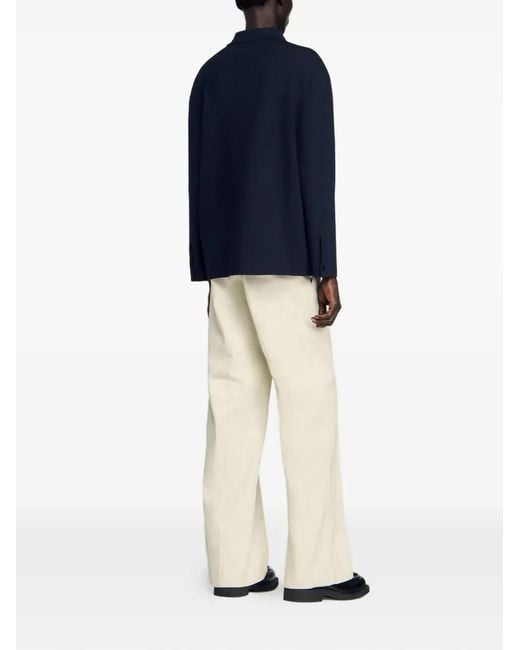 Sandro Blue Knitted Shirt Jacket for men
