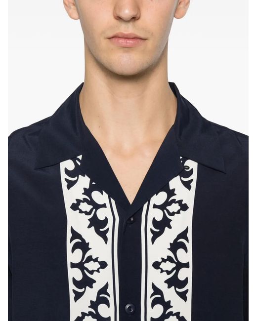 Sandro Blue Loose-Fit Contrast Print Shirt for men