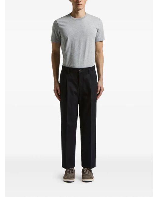 Peserico Black Pleated Button-Fastening Trousers for men