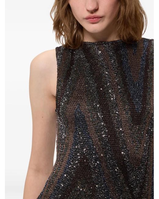 Missoni White Sequin-Embellished Zigzag-Knit Dress