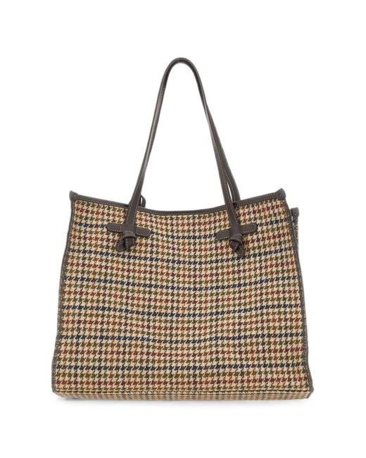 Gianni Chiarini Natural Cabas Miss Marcella À Motif Pied-De-Poule