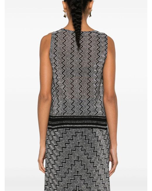 Missoni Gray Zigzag Lamé Top