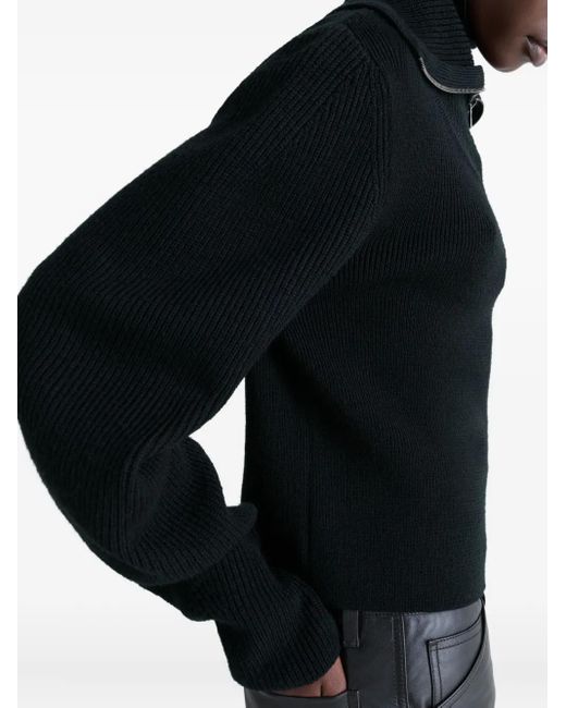 Pull Nervuré À Col Zippé Lemaire en coloris Black