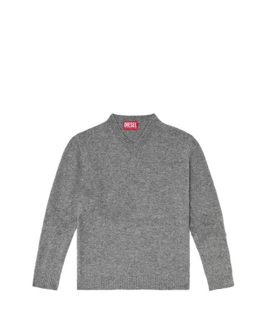 DIESEL Gray V-Neck Jumper for men