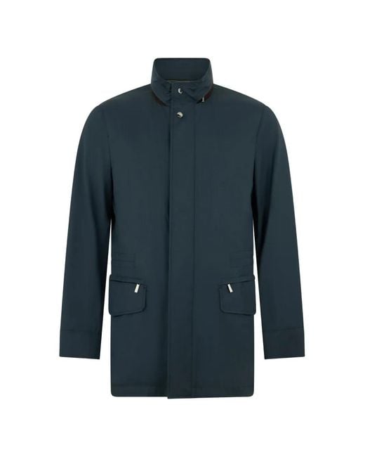 Moorer Blue High-Collar Padded Jacket for men