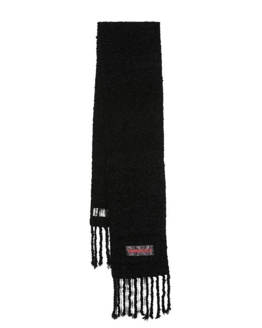 Bimba Y Lola Logo-patch Tasseled Scarf in Black | Lyst