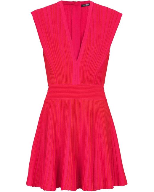 Balmain Pink Raised-Seam Mini Dress
