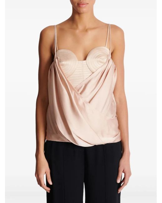 Balmain Pink Draped Tank Top