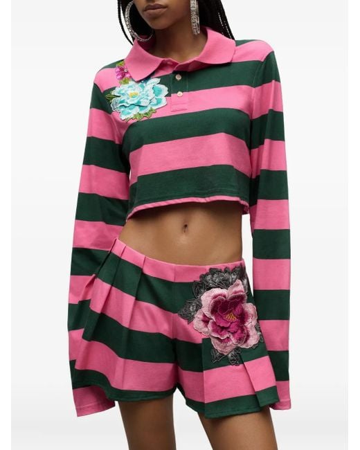 Area Black Cropped-Oberteil mit Stickerei