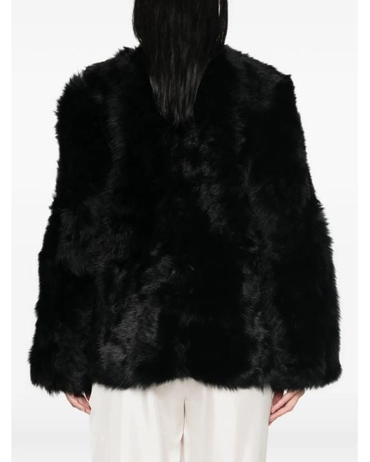 Abrigo Con Pelo Soft Goat de color Black