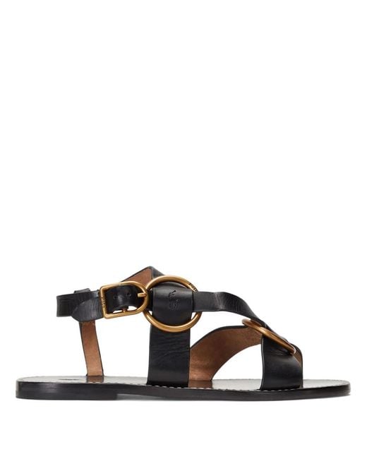 Polo Ralph Lauren Black Polo Pony Leather Sandals
