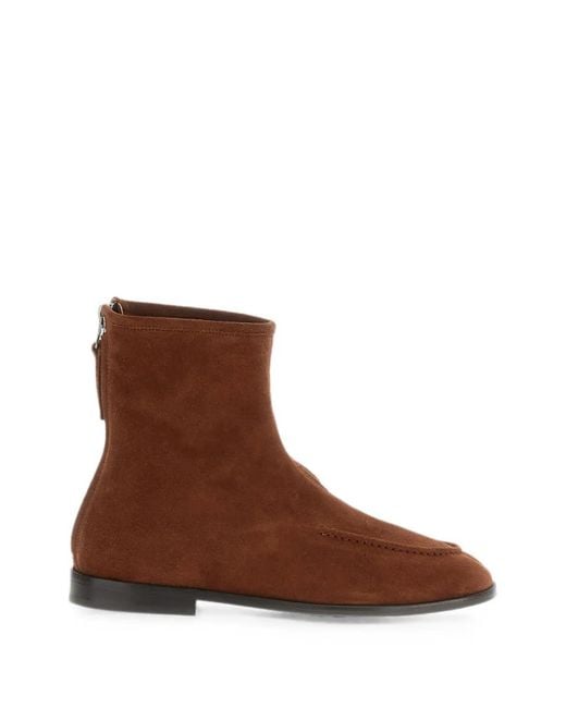 Hereu Brown Juliol Rear-Zip Suede Ankle Boots
