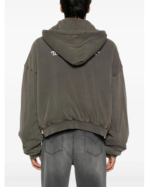 LỰU ĐẠN Gray Padded Hoodie for men