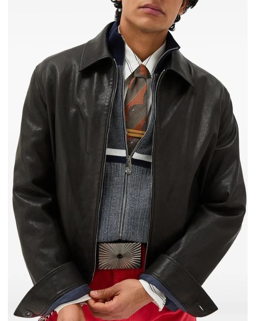 Versace Black Leather Blouson for men