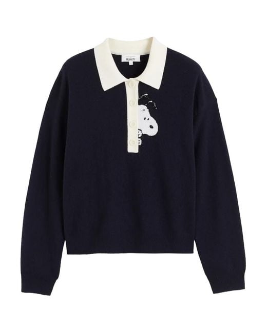Chinti & Parker Blue X Peanuts Snoopy Peekabow Polo Shirt