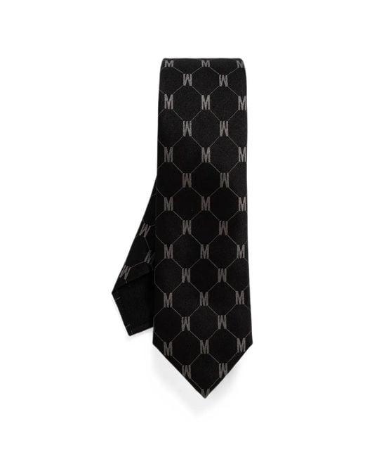 Moschino Black Monogram Silk Tie for men