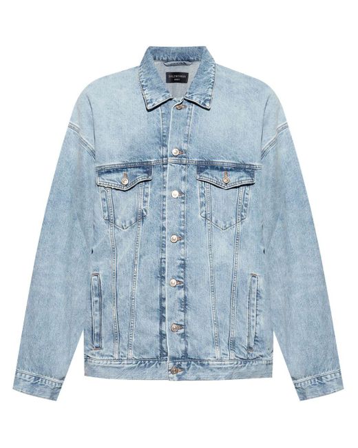 Balenciaga Blue Logo-appliqué Denim Jacket for men