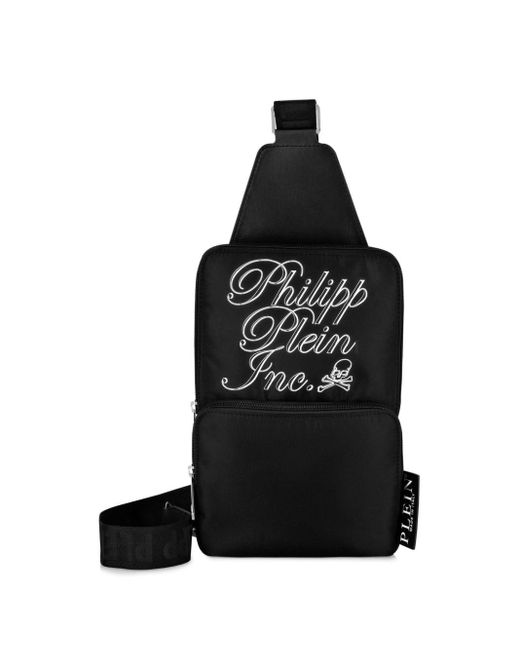 Philipp Plein Black Logo-print Messenger Bag for men