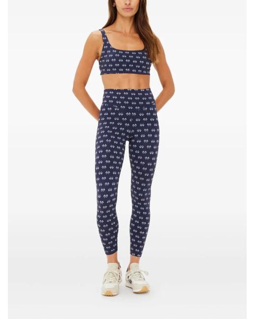 The Upside Blue High-Waisted Geometric-Print Trousers
