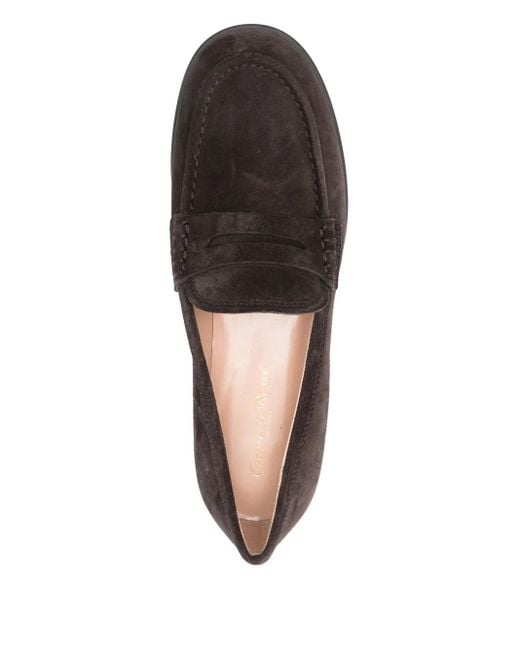 Gianvito Rossi Brown Georgie Penny-strap Suede Loafers