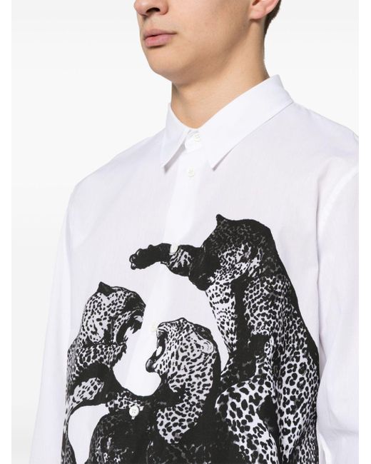 Just Cavalli Hemd mit Jaguar-Print in White für Herren
