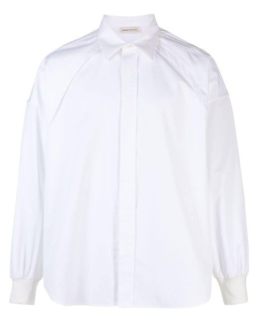 Alexander McQueen White Ribbed-cuff Cotton Shirt for men