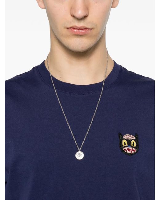 ARRELS Barcelona Blue Embroidered-Patch T-Shirt for men