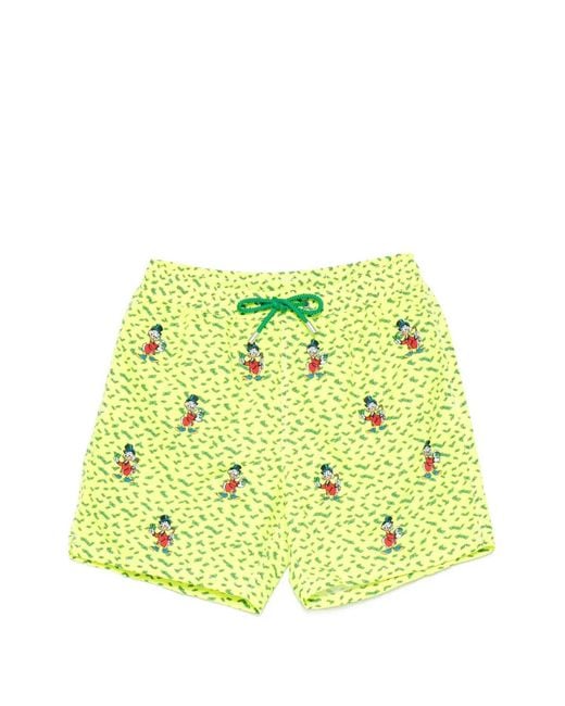 Mc2 Saint Barth Yellow X Disney Gustavia Embroidered Swim Shorts for men