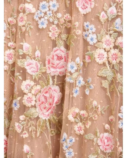 Needle & Thread Natural Gerüschtes Antoinettes Midikleid mit Pailletten