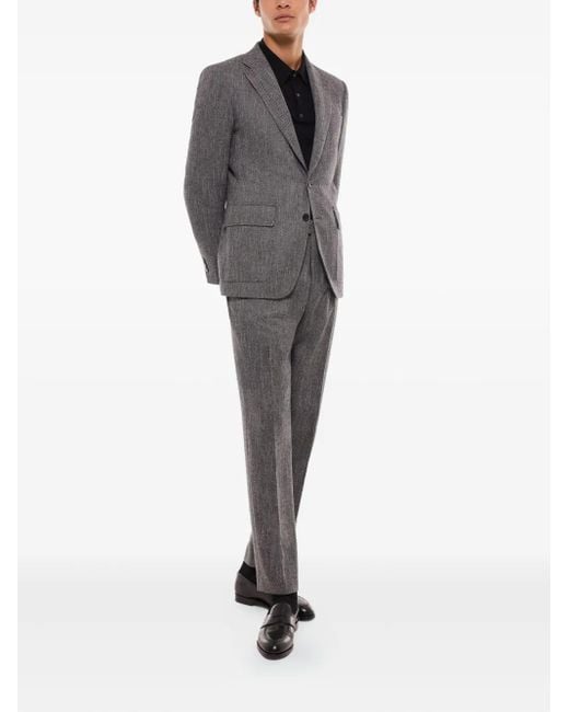Fursac Gray Herringbone Blazer for men